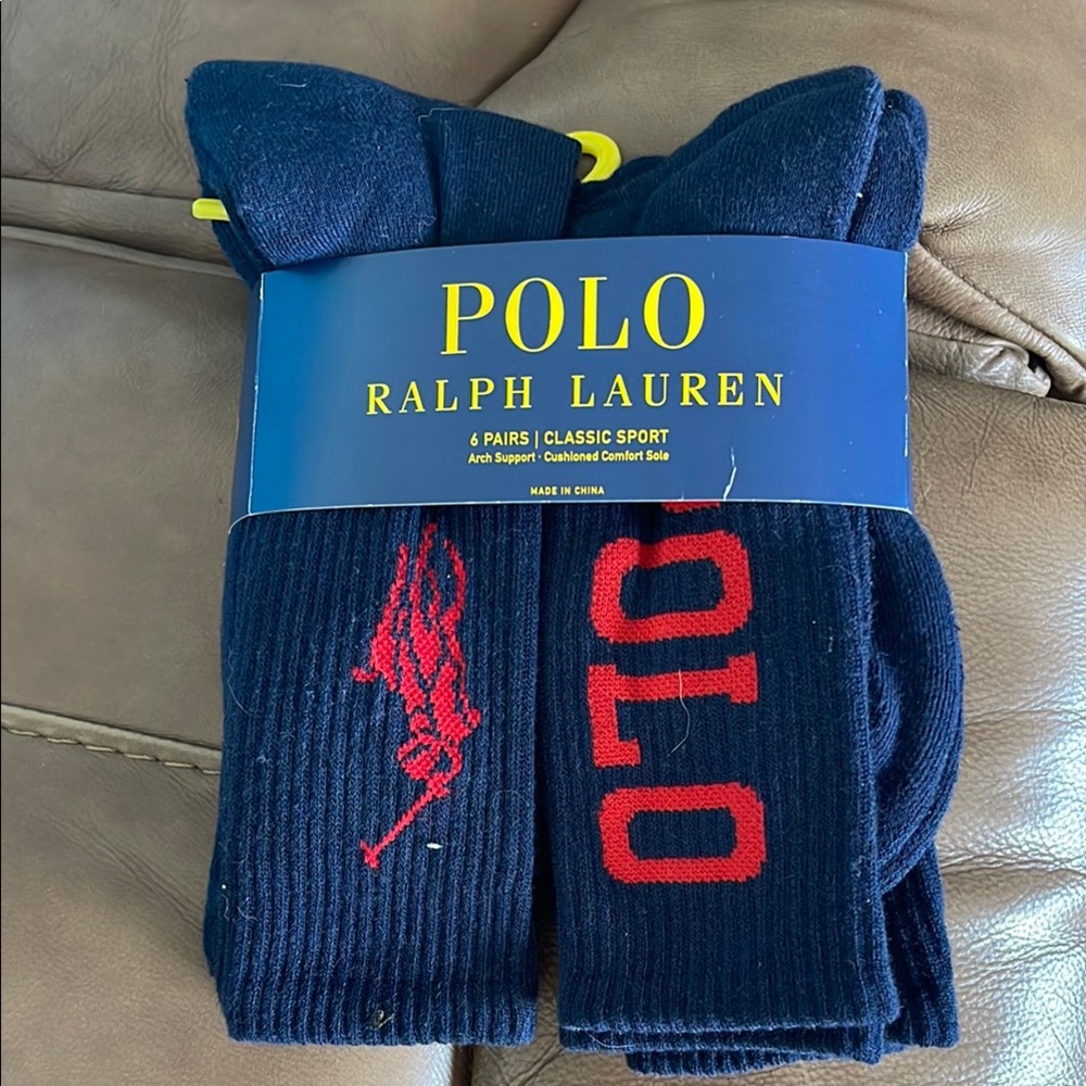 NWT Polo by Ralph Lauren Men's 6pk Navy Socks